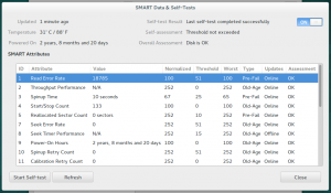 Gnome Disks tool SMART data
